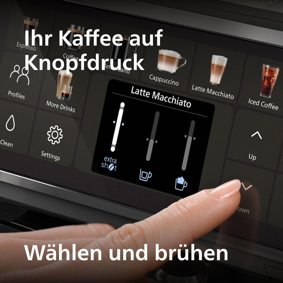 Serie 5500 EP5544/50 Kaffeevollautomat – LatteGo Milchsystem, 20 heiße und kalte Kaffeespezialitäten, 40% leiser mit SilentBrew, QuickStart, Schwarz/Grau