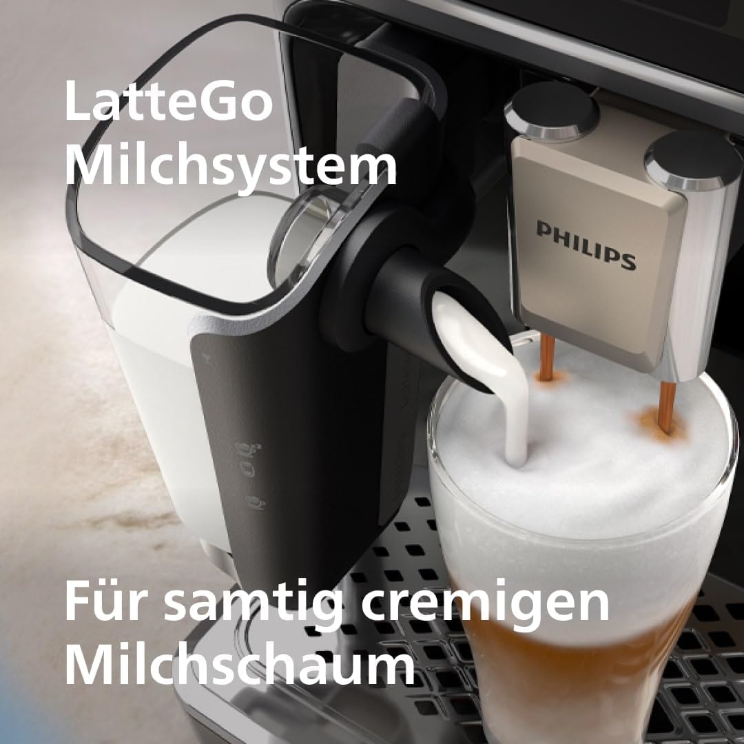 Serie 5500 EP5544/50 Kaffeevollautomat – LatteGo Milchsystem, 20 heiße und kalte Kaffeespezialitäten, 40% leiser mit SilentBrew, QuickStart, Schwarz/Grau