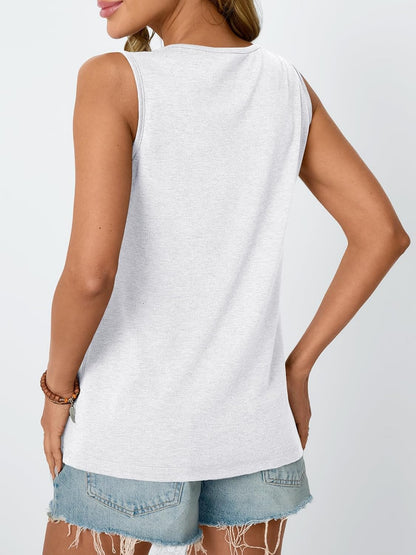 Womens Tank Tops 2025 Summer Dressy Casual Blouses Sleeveless Flowy Crewneck Outfits Basic Trendy Clothes