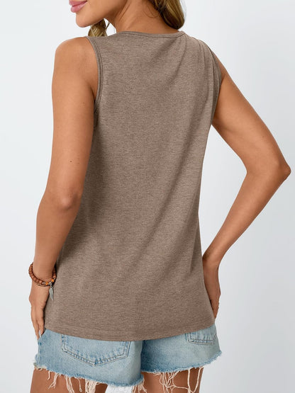 Womens Tank Tops 2025 Summer Dressy Casual Blouses Sleeveless Flowy Crewneck Outfits Basic Trendy Clothes