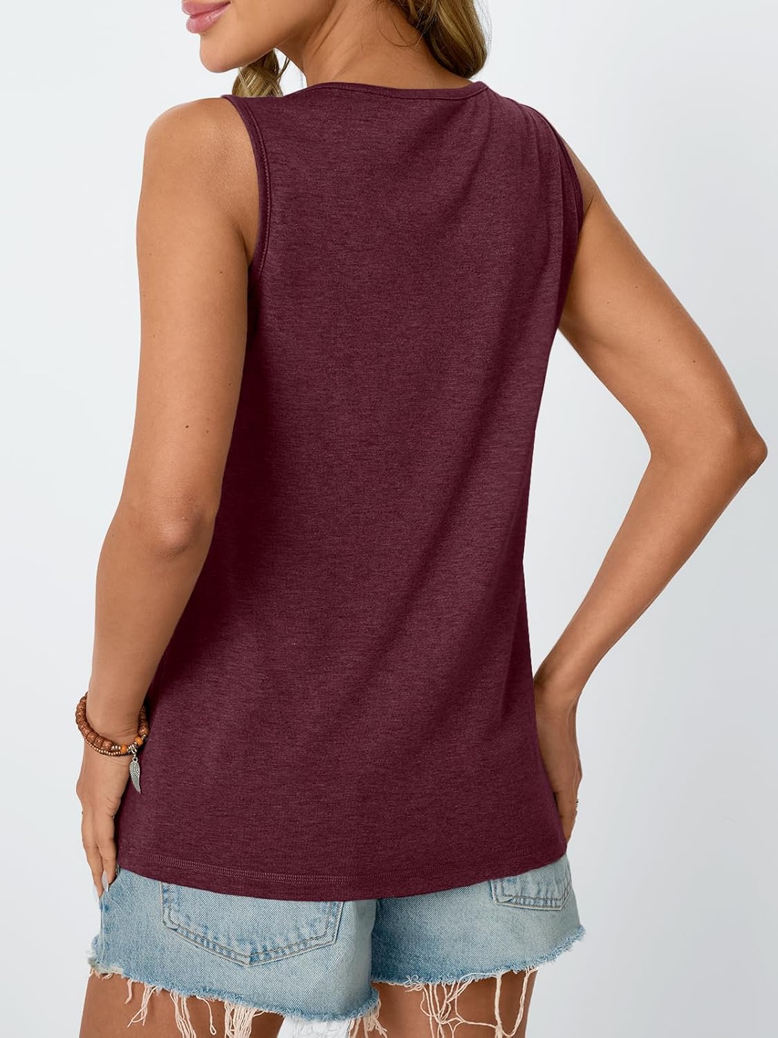 Womens Tank Tops 2025 Summer Dressy Casual Blouses Sleeveless Flowy Crewneck Outfits Basic Trendy Clothes